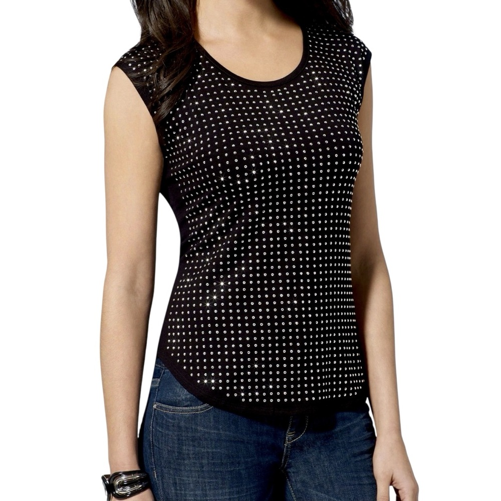 Cache Embellished Cap Sleeve Top